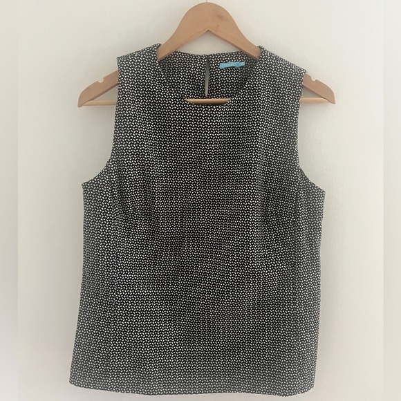 J. McLaughlin Shell Top Woven Black  Career Wear Size 14 Embroidered Side Zip - Picture 1 of 8